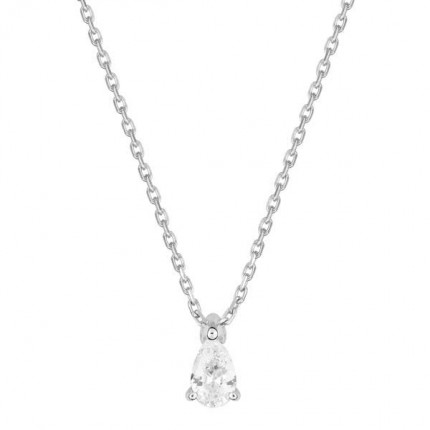 Colar Ouro Branco 18K Diamante Criado 0.50CT Com Formato de Pera