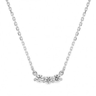 Collar Oro Blanco 18K Trilogía Diamante Creado 0.25CT
