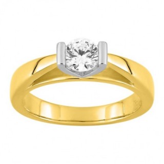 Anillo Solitario Oro Bicolor 18K Diamante Creado 0.50CT