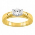 Anillo Solitario Oro Bicolor 18K Diamante Creado 0.50CT