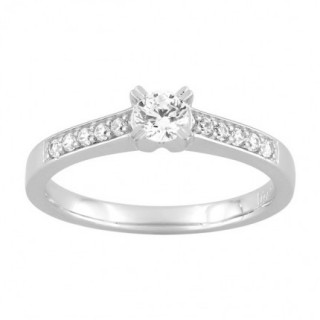 Anillo Solitario Oro Blanco 18K Diamantes Creados 0.40 CT