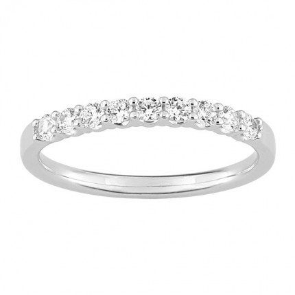 Meia Aliança Ouro Branco 18K Diamantes Criados 0.35CT