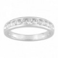 Meia Aliança Ouro Branco 18K Diamantes Criados 0.75 CT
