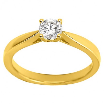 Anillo Solitario Oro Amarillo 18K Diamante Creado 0.50 CT