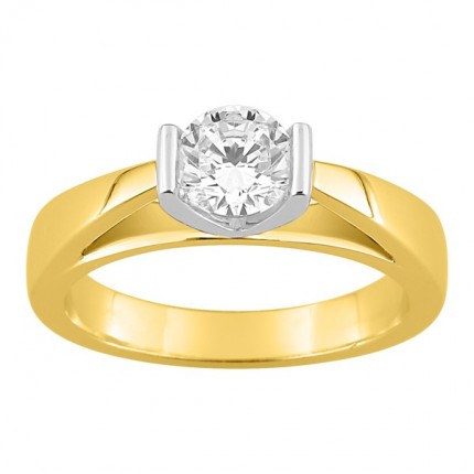 Anillo Solitario Oro Bicolor 18K Diamante Creado 0.70CT