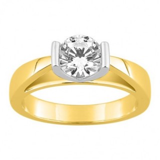 Anel Solitário Ouro Bicolor 18K com Diamante Criado 1.00CT