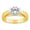 Anel Solitário Ouro Bicolor 18K com Diamante Criado 1.00CT