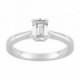 Anillo Solitario Oro Blanco 18K Corte Rectangular Diamante Creado 0.70 CT