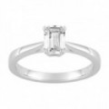 Anel Solitário Ouro Branco 18K Corte Retangular Diamante Criado 0.70 CT