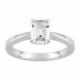 Anillo Solitario Oro Blanco 18K Corte Rectangular Diamante Creado 1,00 CT