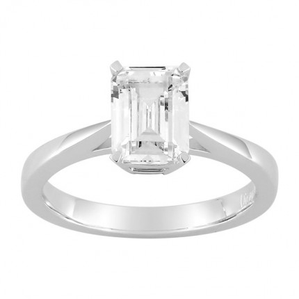 Anillo Solitario Oro Blanco 18K Corte Rectangular Diamante Creado 1.50CT