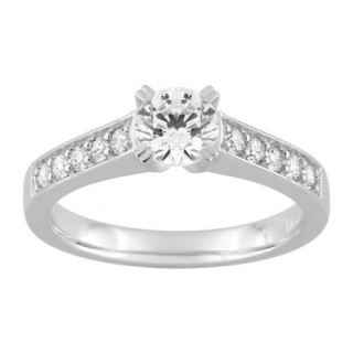 Anel Solitário Ouro Branco 18K com Diamantes Criados 0.95CT