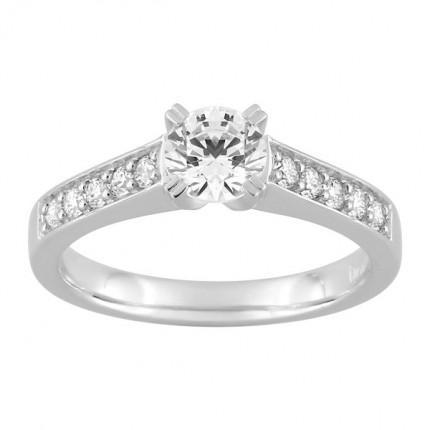 Anel Solitário Ouro Branco 18K com Diamantes Criados 0.95CT