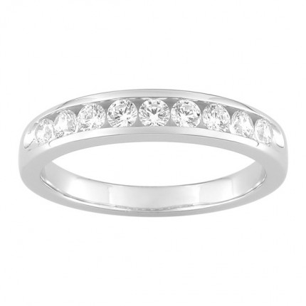 Meia aliança Ouro Branco 18K com Diamantes Criados 0.50CT