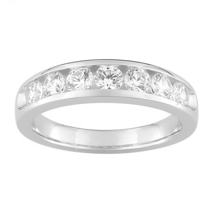 Meia aliança Ouro Branco 18K com Diamantes Criados 1.00CT
