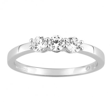 Anillo Oro Blanco 18K Trilogía Diamantes Creados 0.45CT