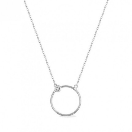 Colar de ouro branco 18k e diamante 0,01 CT