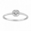 Anel de ouro branco 18k, diamante 0,02 CT