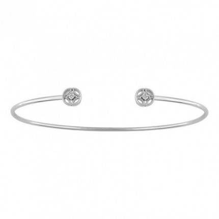 Pulseira rígida de ouro branco 18k e diamantes 0,04 CT