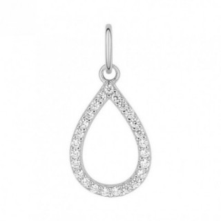 Colgante de oro blanco 9k y circonitas, estilo de gota