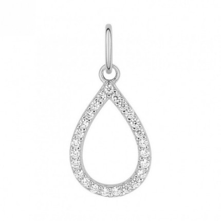 Pendente de ouro branco 9k e zircónias, estilo de gota