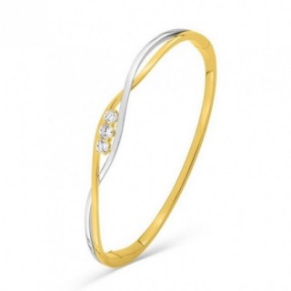 Pulseira Rígida Bicolor Banhada a Ouro Trilogia de Zircónias