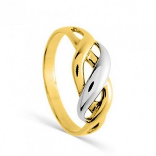 Anillo de ondas bicólore bañado en oro