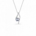 Collar de plata Perla Gris y Circonitas 40cm