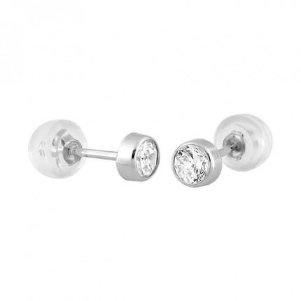 Brincos em ouro branco 9k chaton 4mm