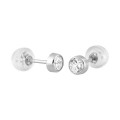 Pendientes de oro blanco 9K chaton 4MM circonita