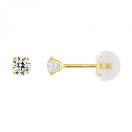 Brincos em ouro amarelo 9K com 4 garras e zircónia de 4MM