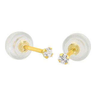 Brincos em ouro amarelo 9K com 4 garras e zircónia de 2MM