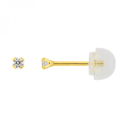 Brincos em ouro amarelo 9K com 4 garras e zircónia de 2MM