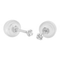 Pendientes de oro blanco 9K con 4 garras y circonita 2MM