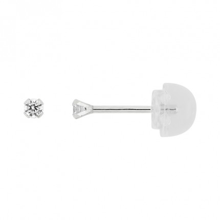 Brincos em ouro branco 9K com 4 garras e zircónia de 2MM