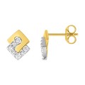 Brincos de losango duplo em ouro amarelo 18K e zircónia