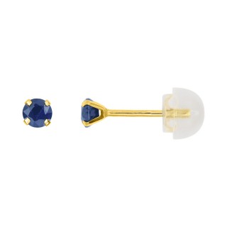 Brincos com 4 garras com safira e ouro amarelo 9KT Oro Vivo