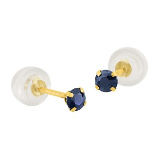 Brincos com 4 garras com safira e ouro amarelo 9KT Oro Vivo