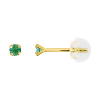 Brincos com 4 garras em ouro amarelo 9 quilates con esmeralda 2,5 mm