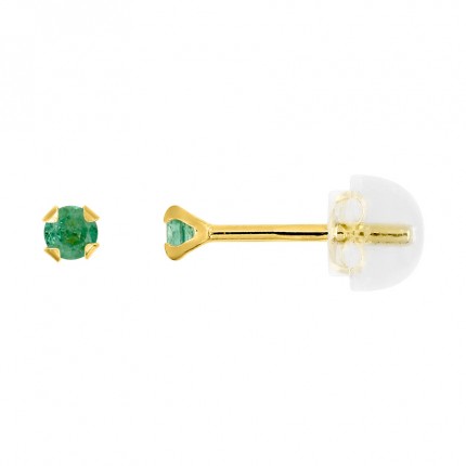 Brincos com 4 garras em ouro amarelo 9 quilates con esmeralda 2,5 mm