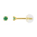 Brincos com 4 garras em ouro amarelo 9 quilates con esmeralda 2,5 mm