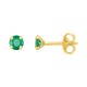Pendientes de 4 garras de oro amarillo 9KT con esmeralda de 4 mm