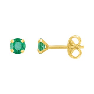 Pendientes de 4 garras de oro amarillo 9KT con esmeralda de 4 mm