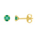 Brincos de 4 garras em ouro amarelo 9KT com esmeralda de 4 mm