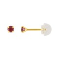 Brincos rubi 3mm em ouro amarelo 9K Oro Vivo