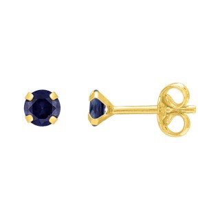 Brincos safira 4mm com 4 garras em ouro amarelo 9K Oro Vivo