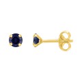 Brincos safira 4mm com 4 garras em ouro amarelo 9K Oro Vivo