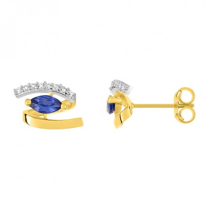 Brincos em ouro em forma de olho com zircônia Oro Vivo