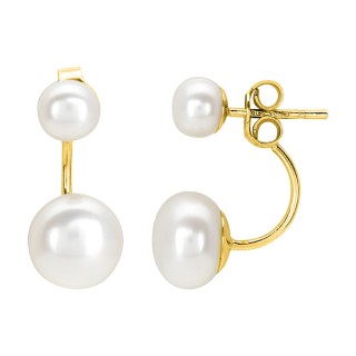 Pendientes de oro 18K perlas botón de agua dulce 5-8 mm