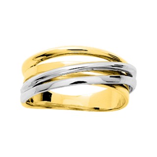 Anel banhado a ouro amarelo aros cruzados